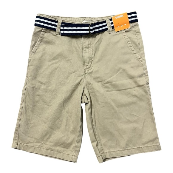 Gymboree Boys 12 Khaki Short Chino Tan Belt Adjustable Waist Uniform‎ School NWT - Picture 1 of 9